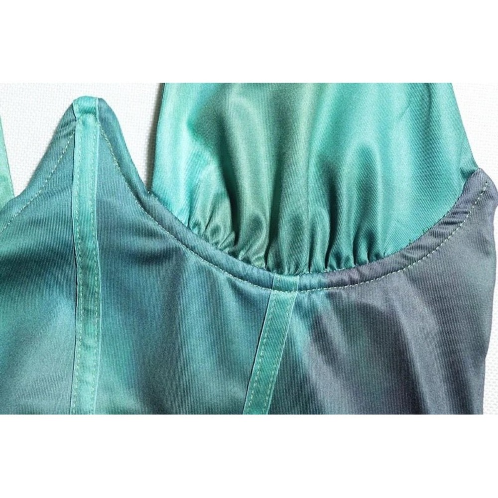 Micas Green Halter Maxi Dress Ruched Slit Bodycon Party Cocktail Evening XL - Picture 8 of 8
